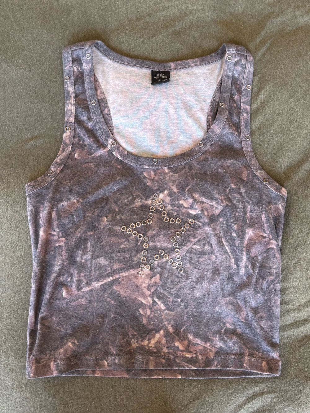 BDG Star Grommet Graphic Camo Print Tank Top